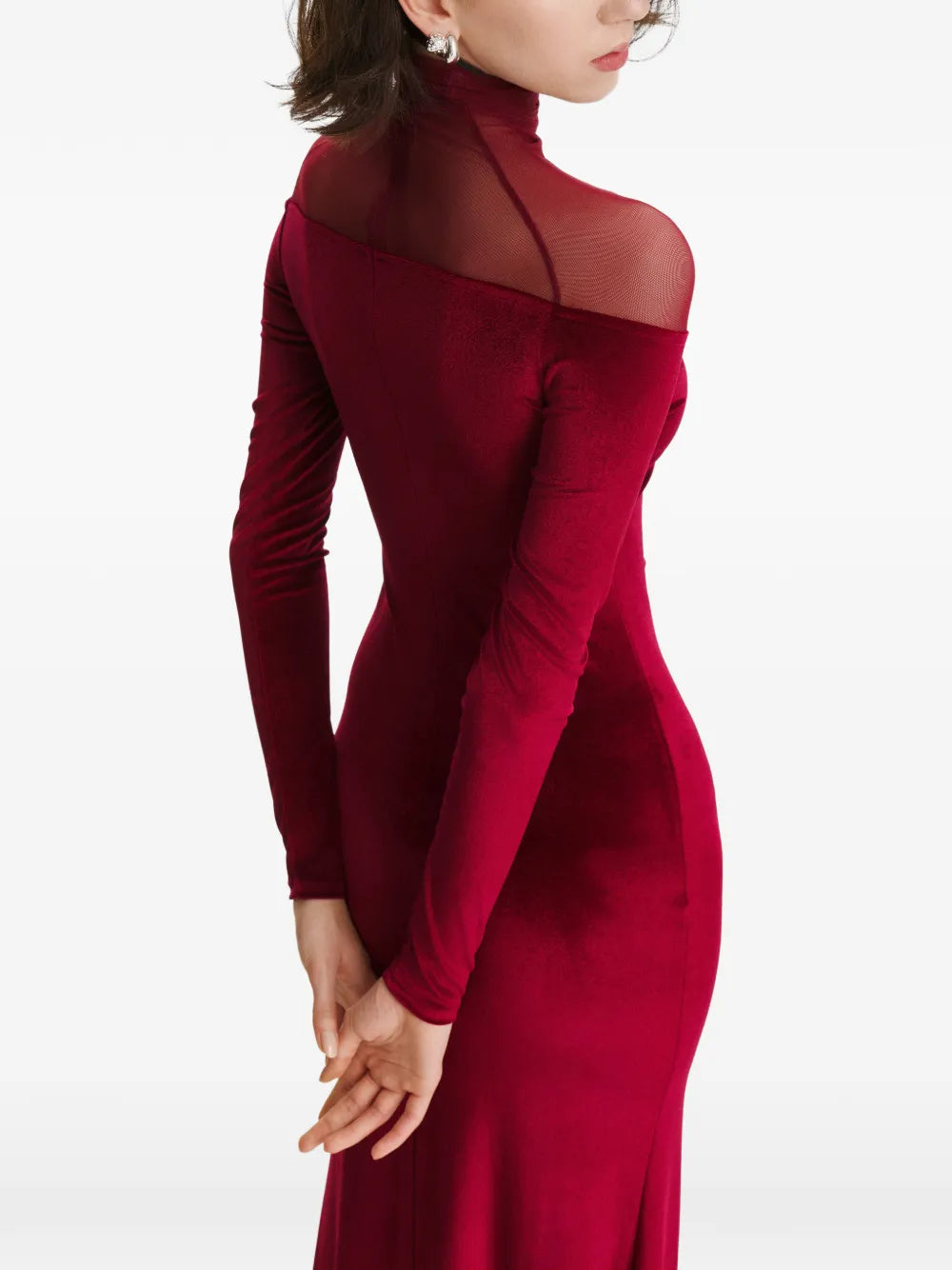 2310 Studio Mesh Turtleneck Maxi Dress
