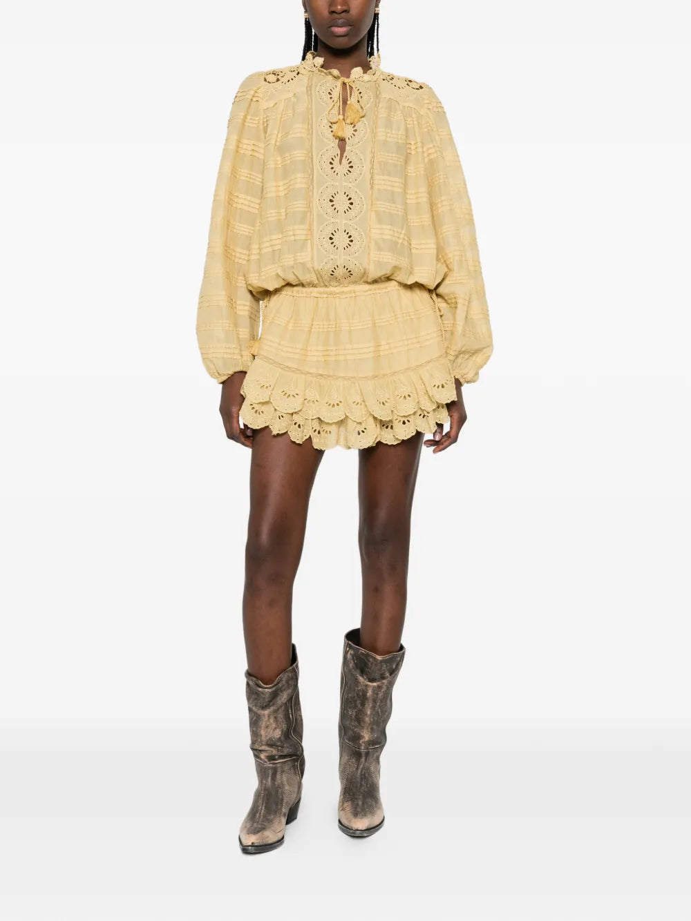Marant Etoile Long Sleeve Ruffled Mini Dress