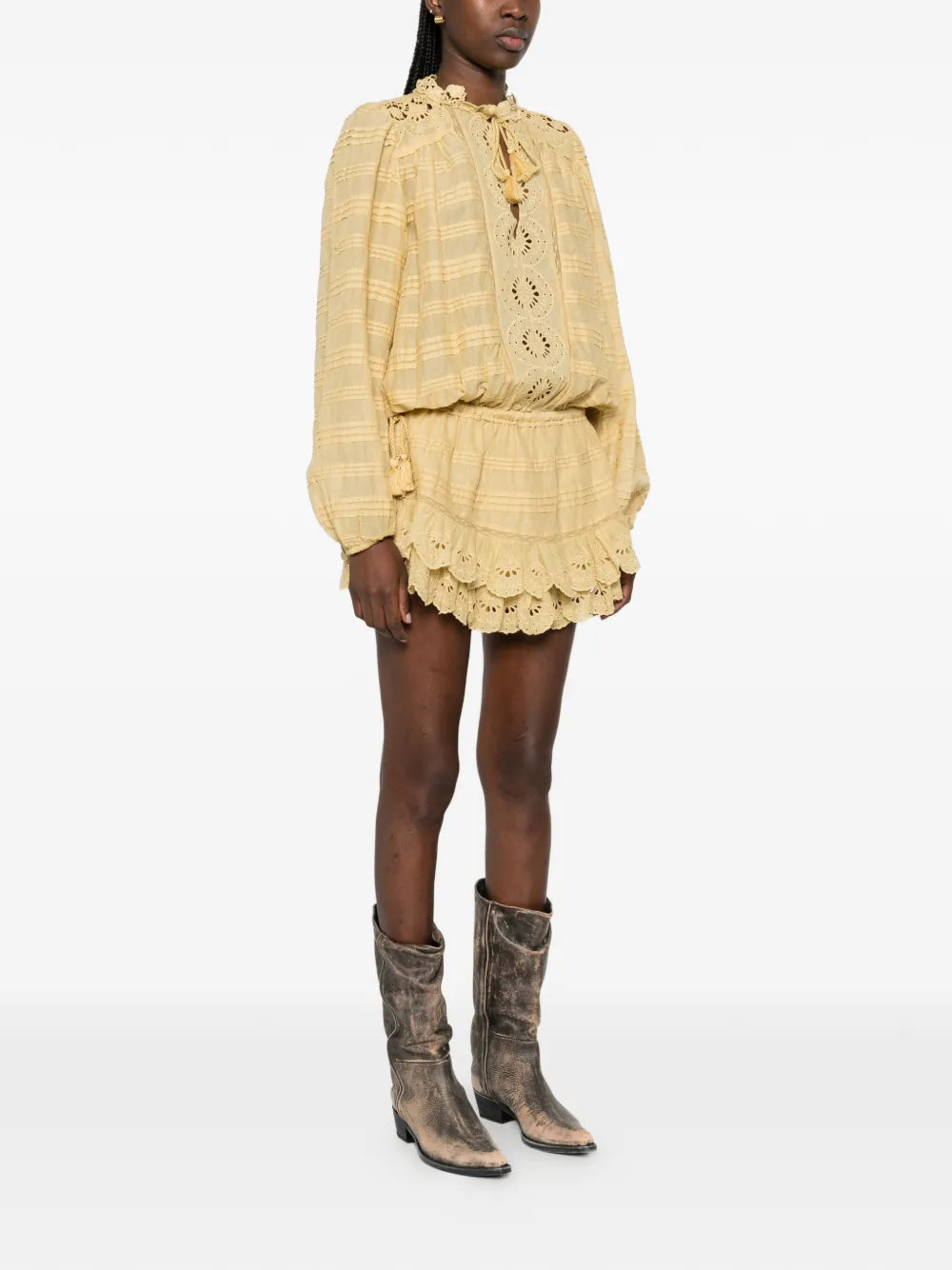 Marant Etoile Long Sleeve Ruffled Mini Dress