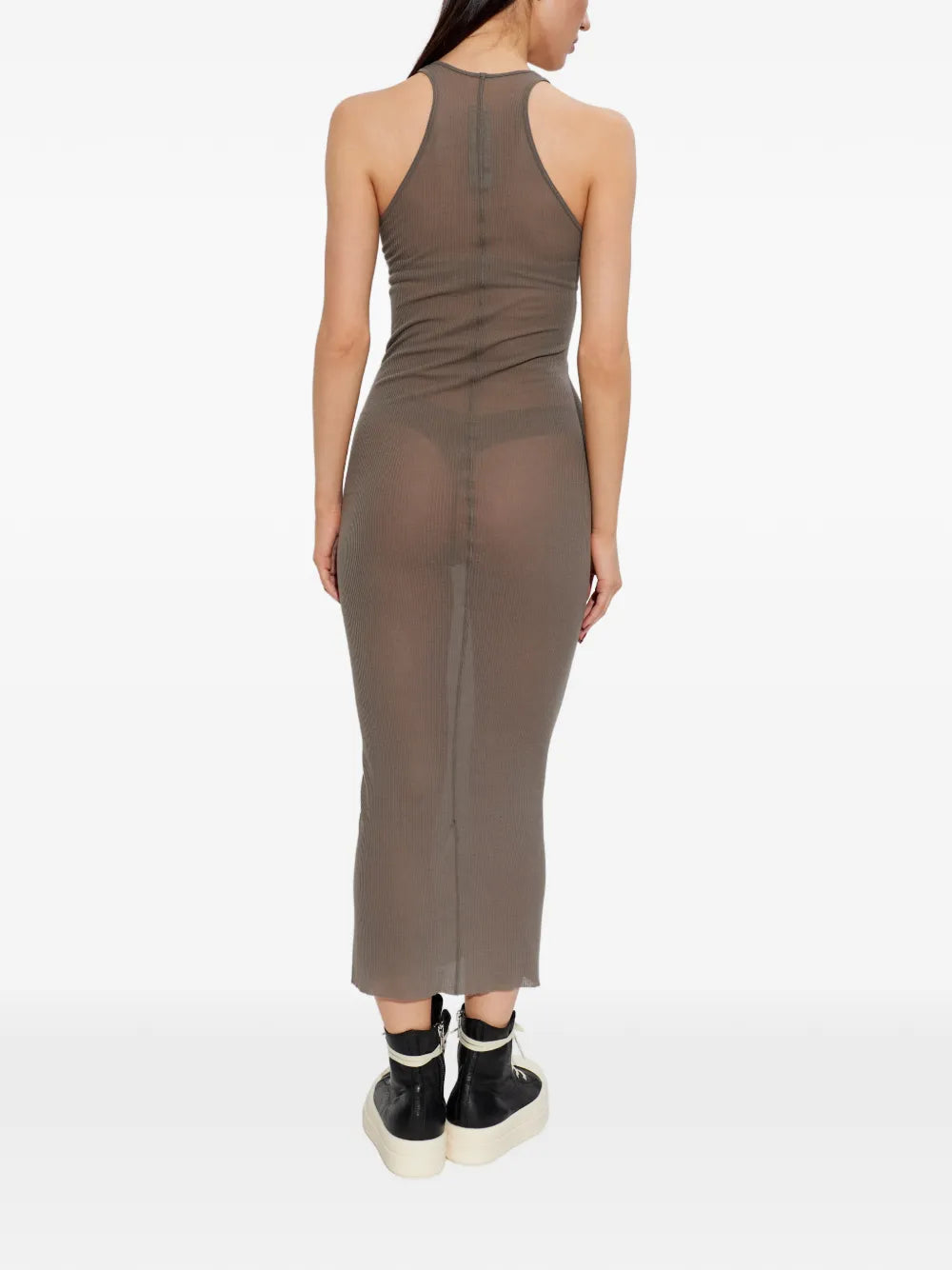 Rick Owens Ribbed Knit Racerback Midi Dress