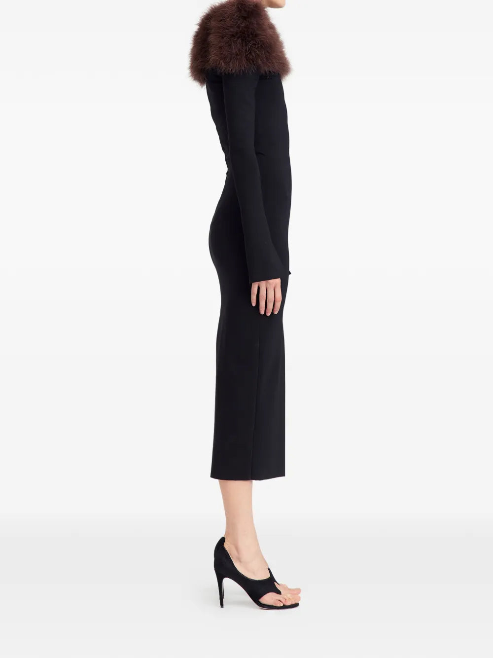 16Arlington Canter Feather Trim Midi Dress