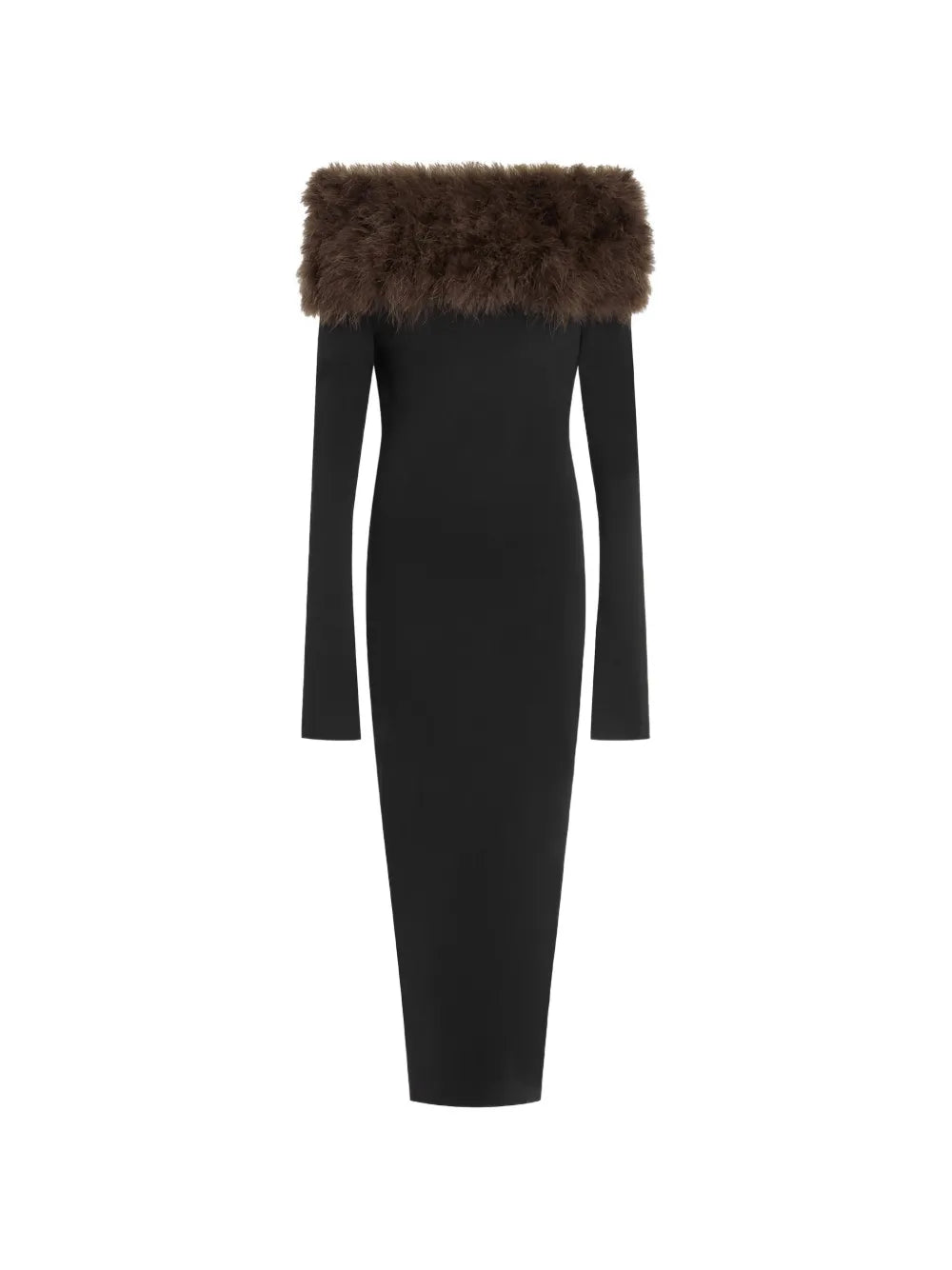 16Arlington Canter Feather Trim Midi Dress