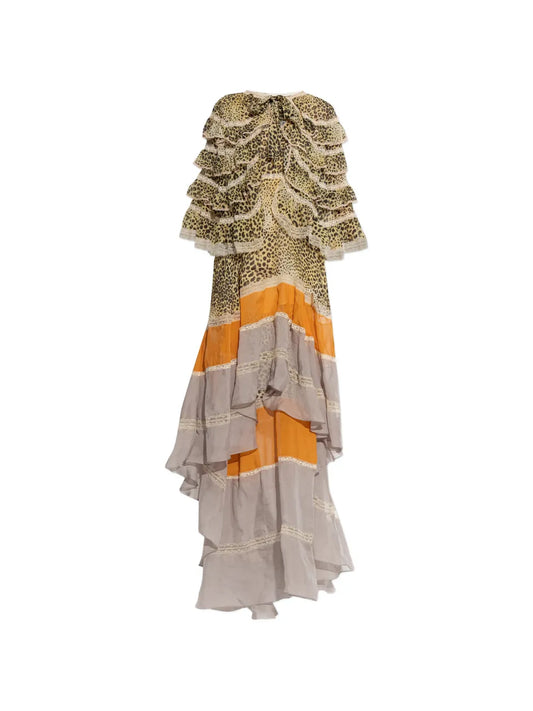Etro Ruffled Leopard Print Maxi Dress