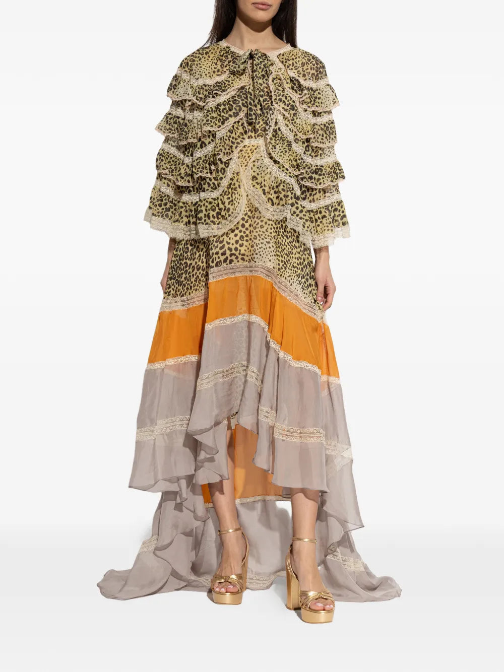 Etro Ruffled Leopard Print Maxi Dress
