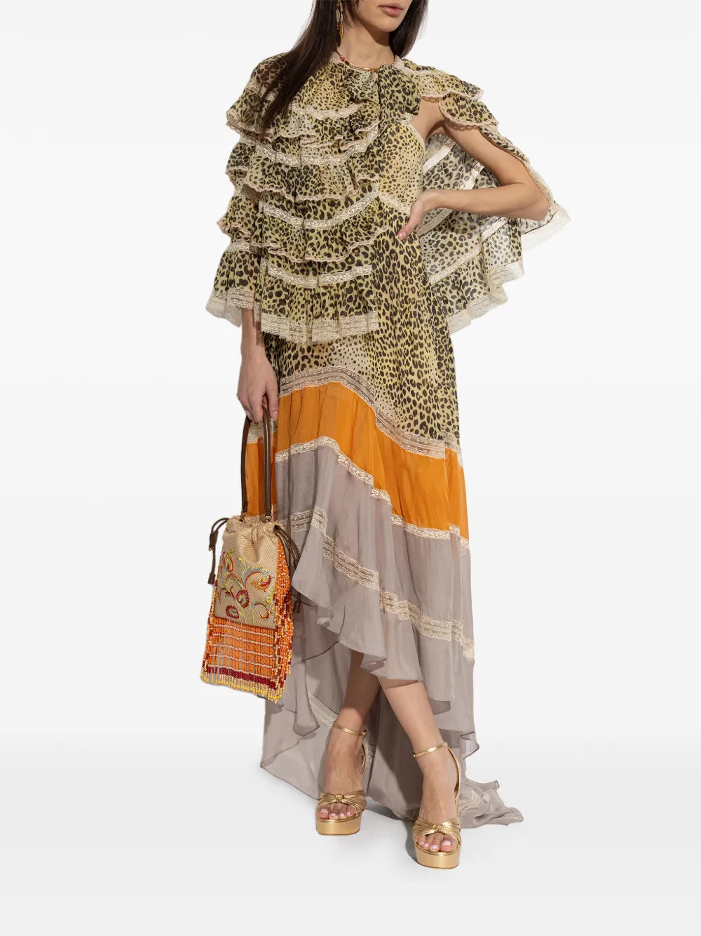 Etro Ruffled Leopard Print Maxi Dress
