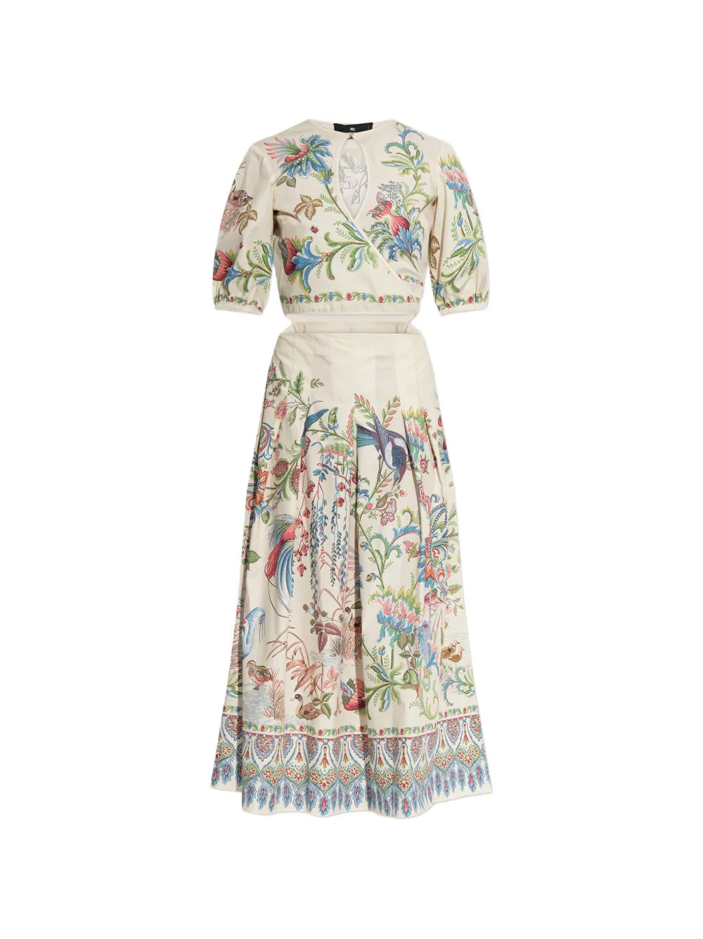 Etro Floral Print Cut Out Midi Dress