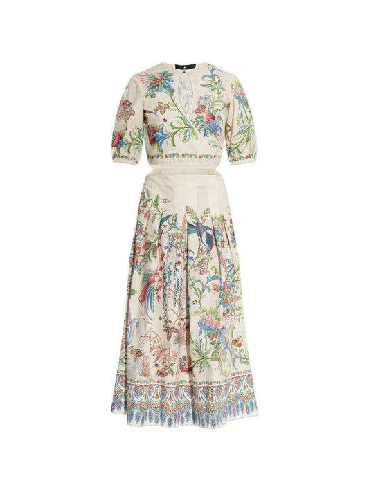 Etro Floral Print Cut Out Midi Dress