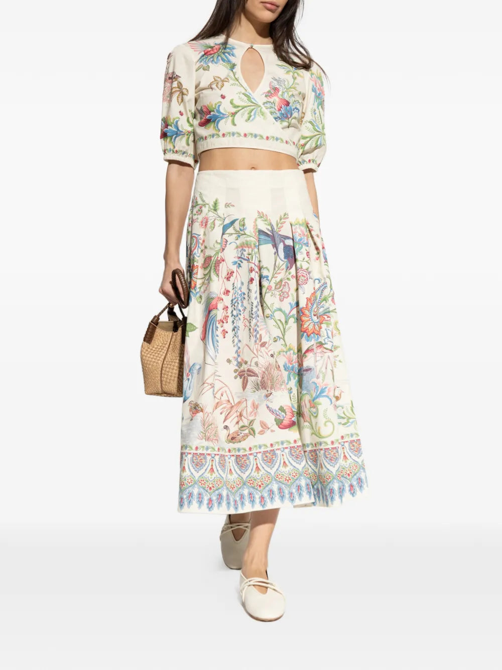 Etro Floral Print Cut Out Midi Dress