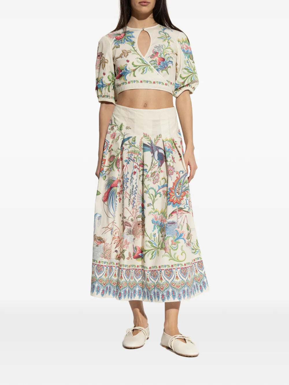 Etro Floral Print Cut Out Midi Dress