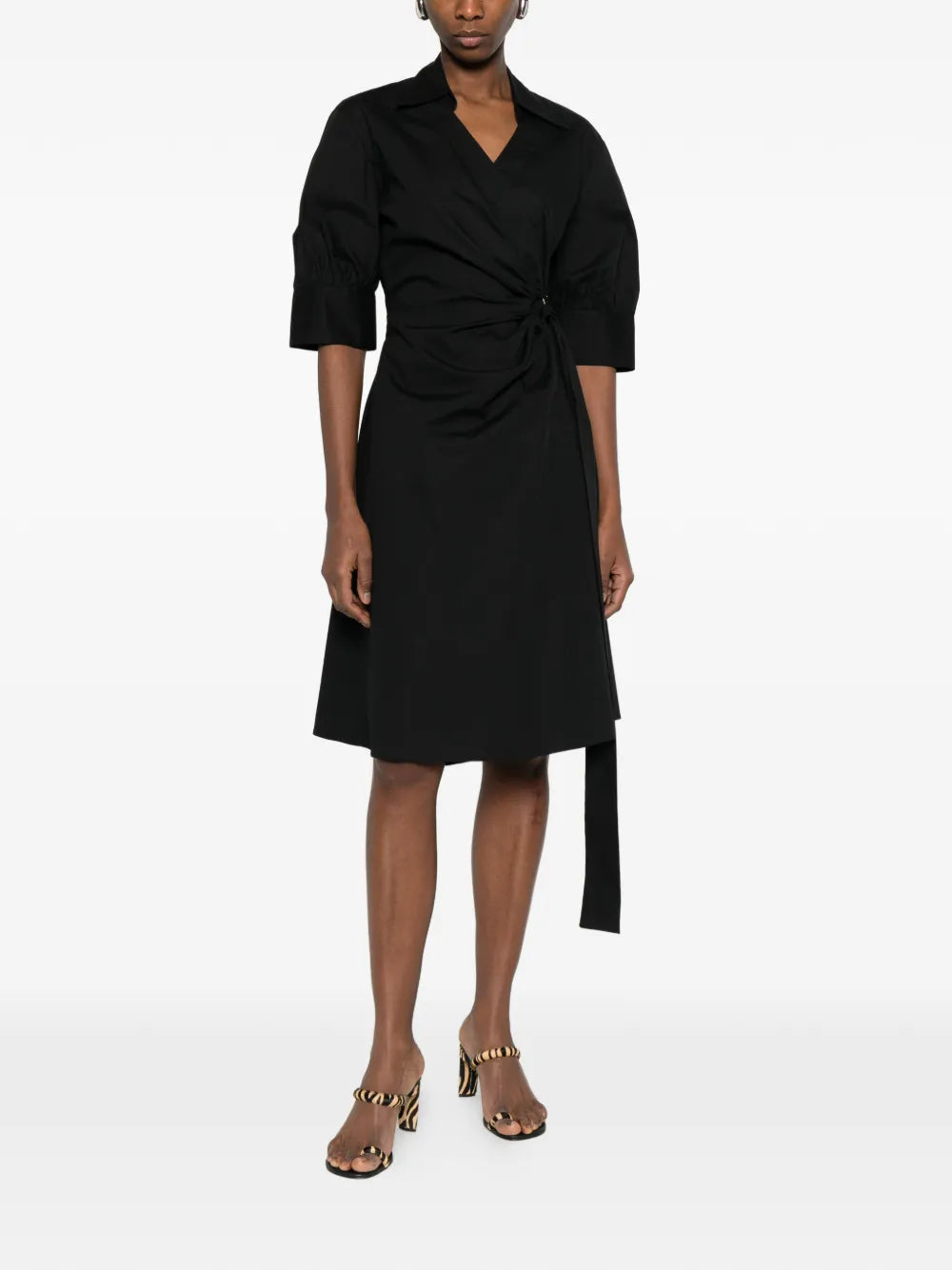 Pinko Knotted Wrap Midi Dress