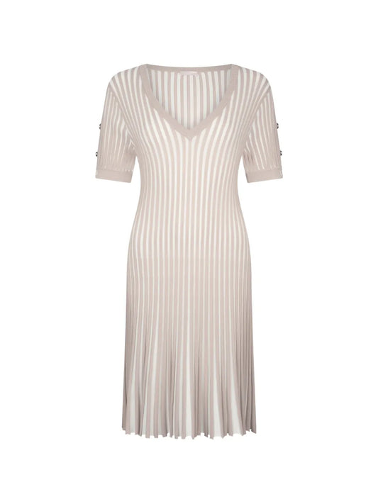 Liu Jo Striped Button V Neck Mini Dress