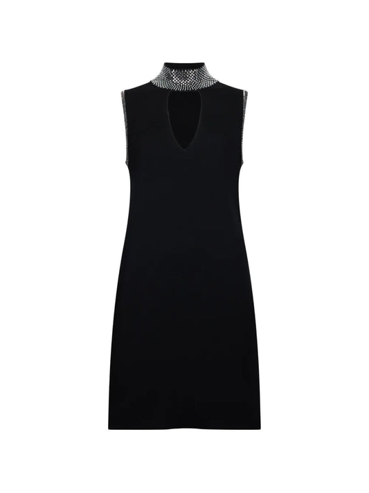 Liu Jo Rhinestone Embellished Cut Out Knit Mini Dress