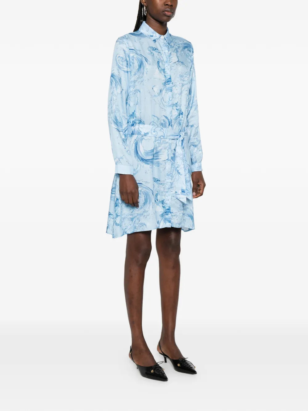 Versace Jeans Couture Tie Waist Patterned Mini Dress