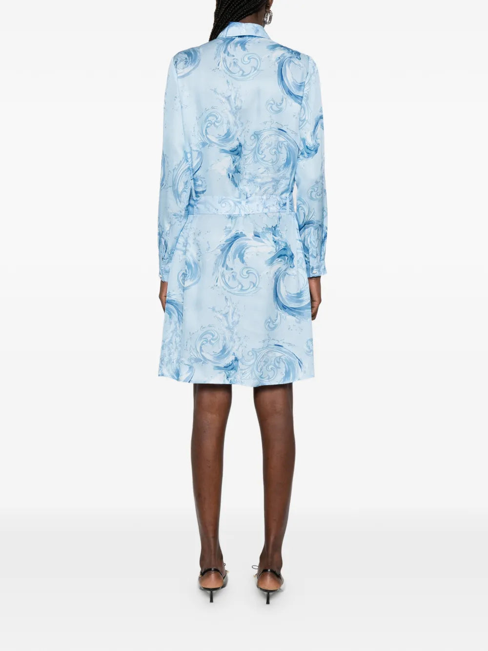 Versace Jeans Couture Tie Waist Patterned Mini Dress