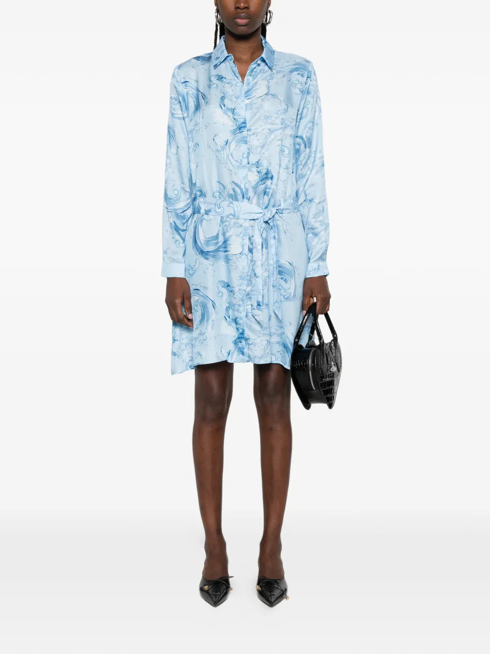 Versace Jeans Couture Tie Waist Patterned Mini Dress
