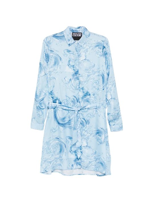 Versace Jeans Couture Tie Waist Patterned Mini Dress