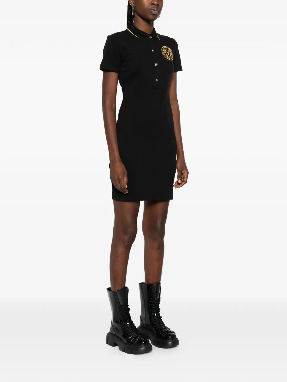 Versace Jeans Couture Button Logo Mini Dress