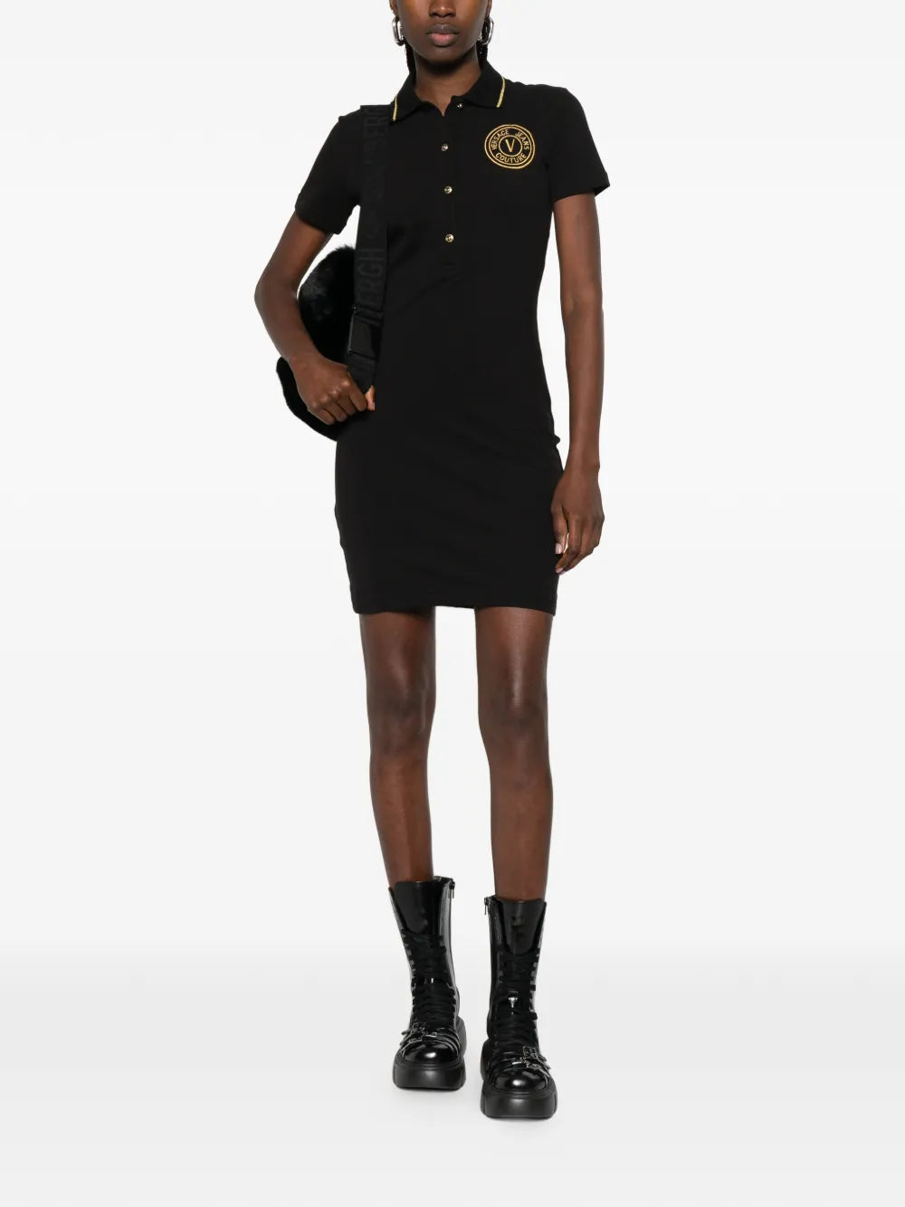 Versace Jeans Couture Button Logo Mini Dress