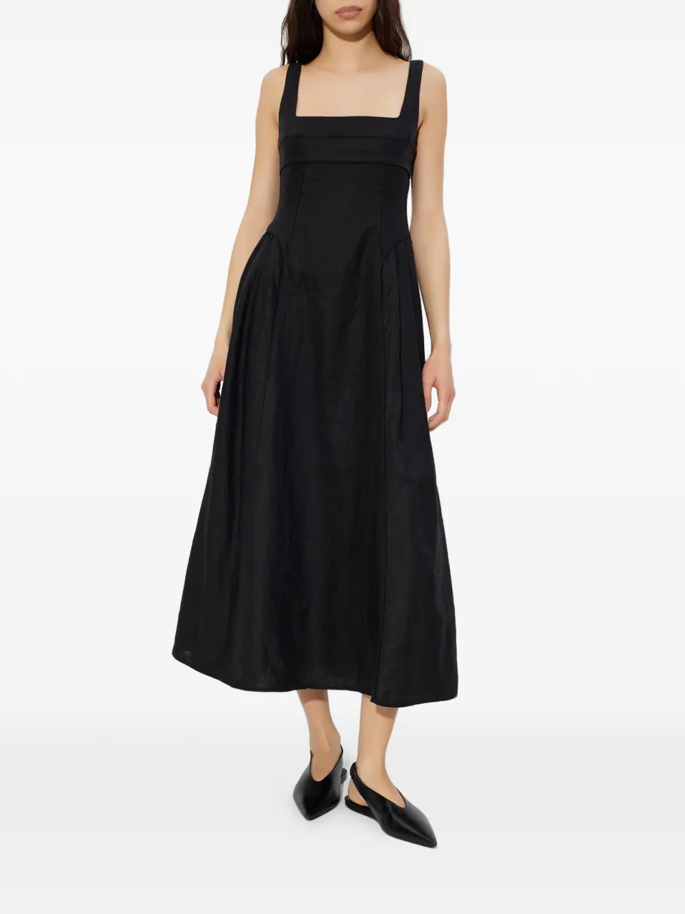 Cult Gaia Buckle Square Neck Midi Dress
