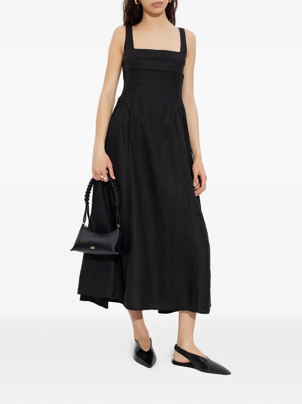 Cult Gaia Buckle Square Neck Midi Dress