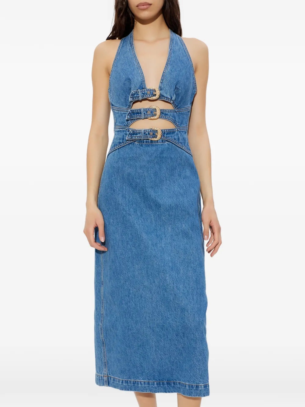 Cult Gaia Halterneck Cut Out Buckle Midi Dress