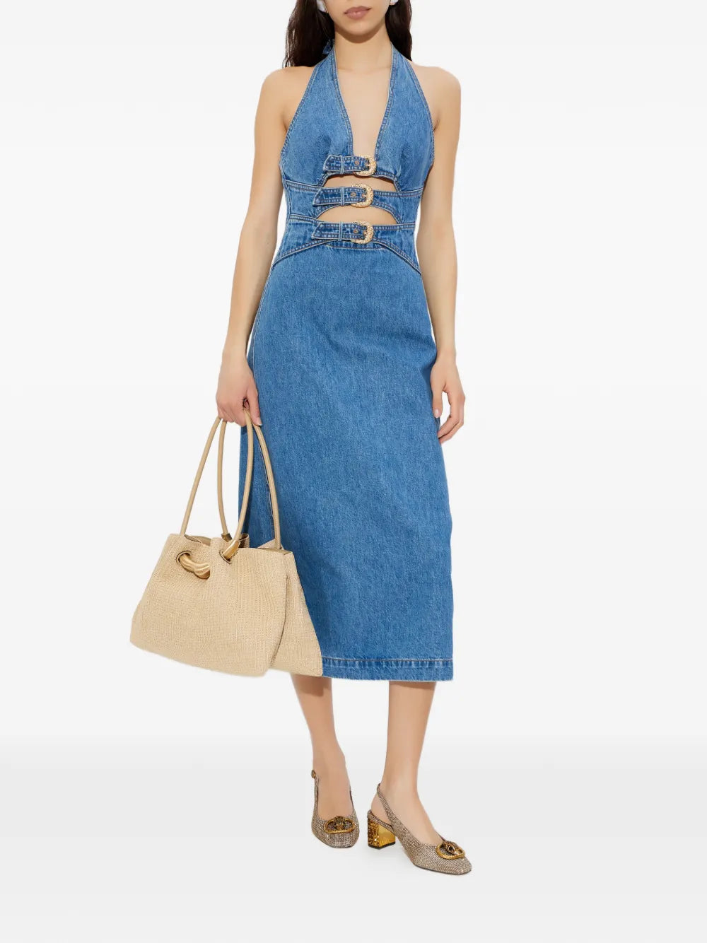 Cult Gaia Halterneck Cut Out Buckle Midi Dress