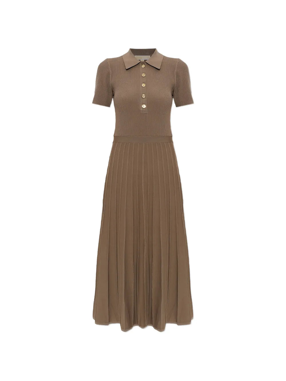 Michael Michael Kors Half Button Pleated Midi Dress