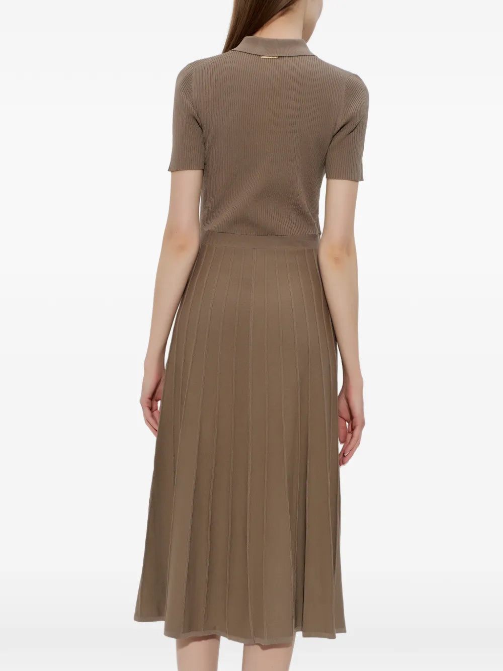 Michael Michael Kors Half Button Pleated Midi Dress