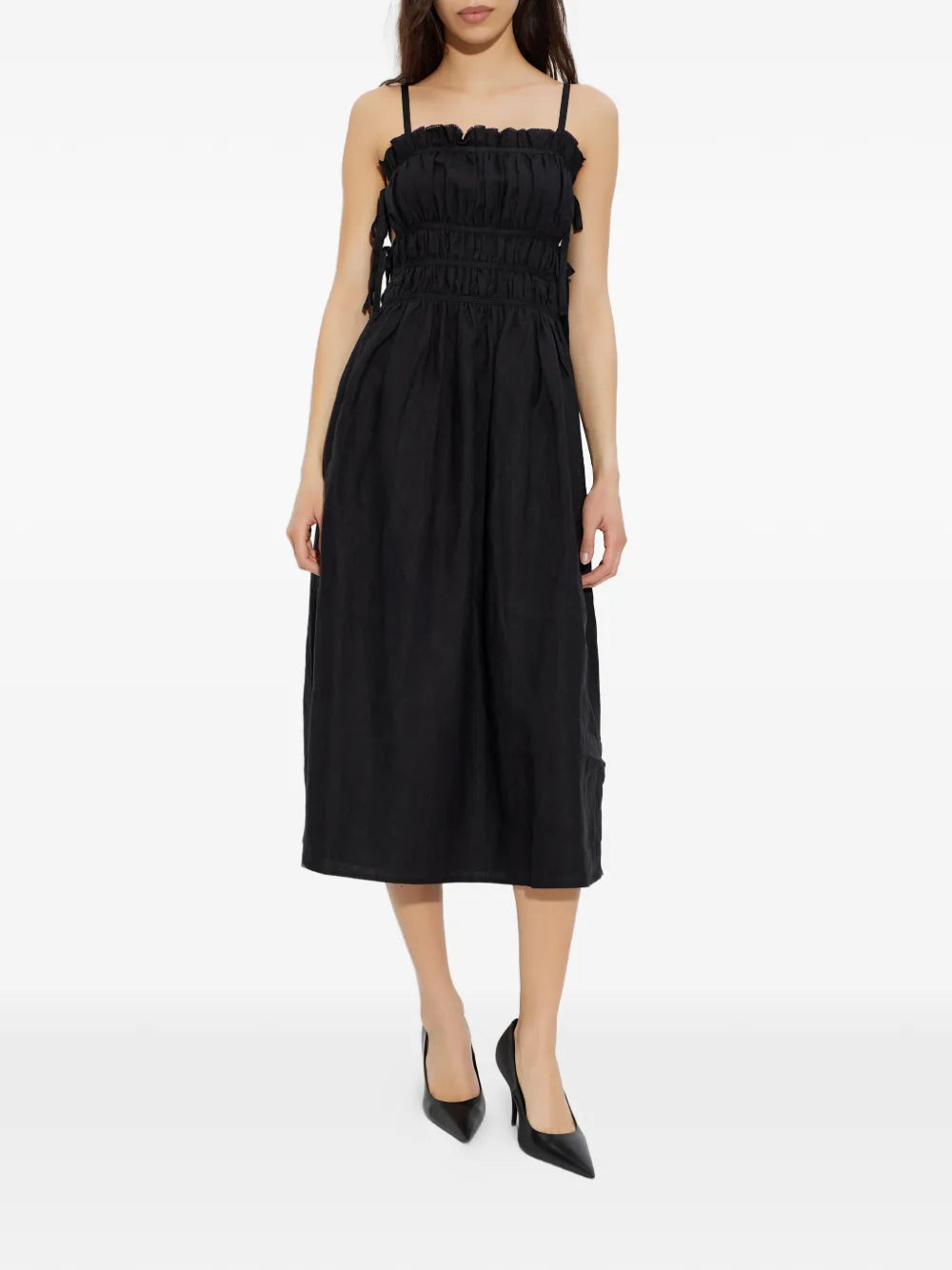 Cult Gaia Ruffled Tie Midi Dress