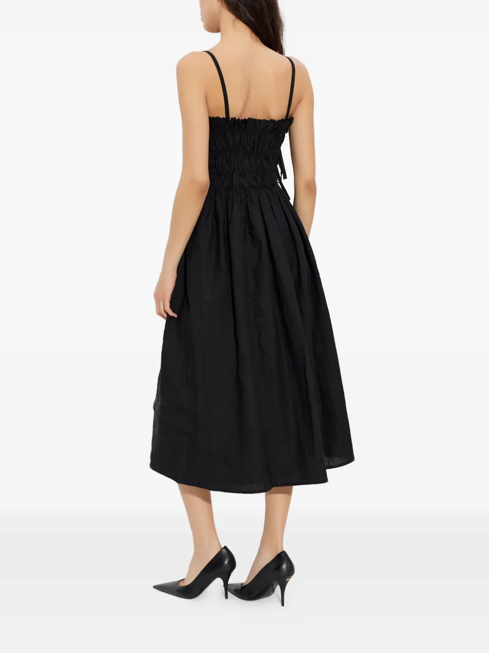 Cult Gaia Ruffled Tie Midi Dress