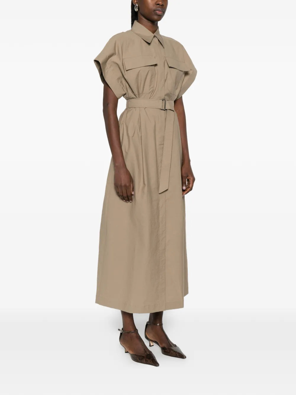Brunello Cucinelli Pocket Belted Midi Dress