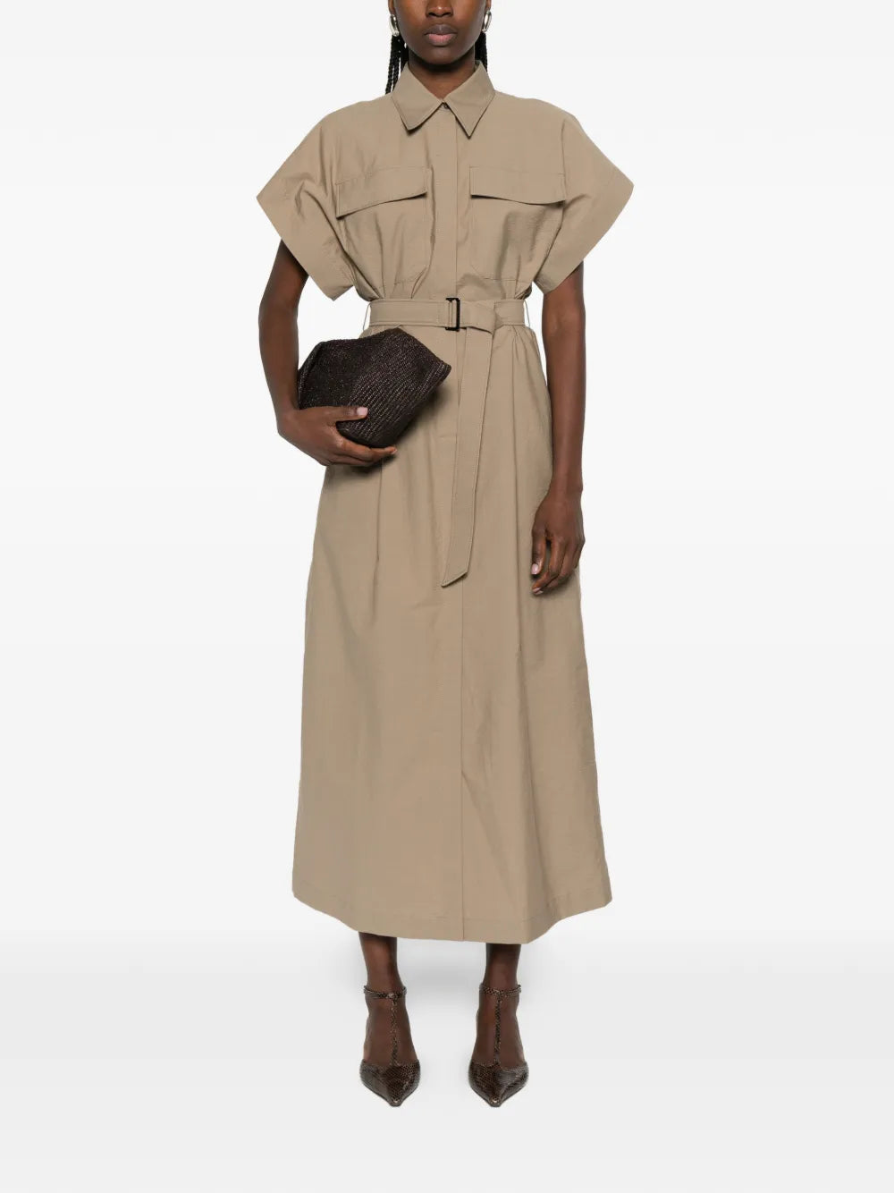Brunello Cucinelli Pocket Belted Midi Dress