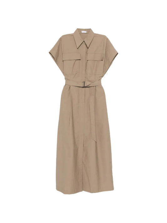 Brunello Cucinelli Pocket Belted Midi Dress