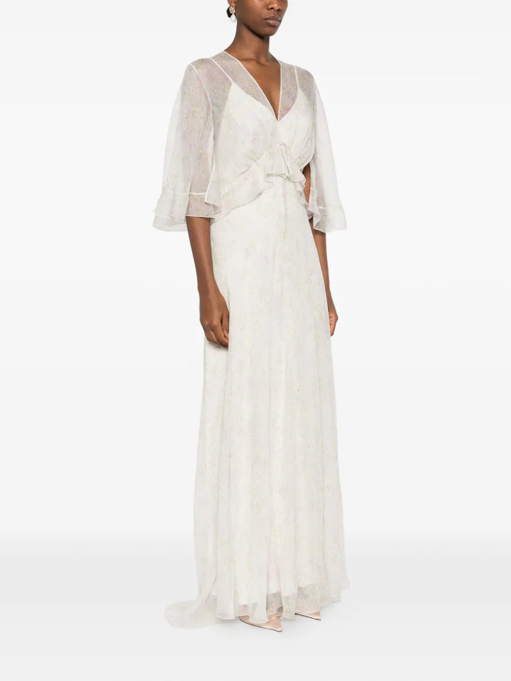 Alberta Ferretti Floral Detail Maxi Dress