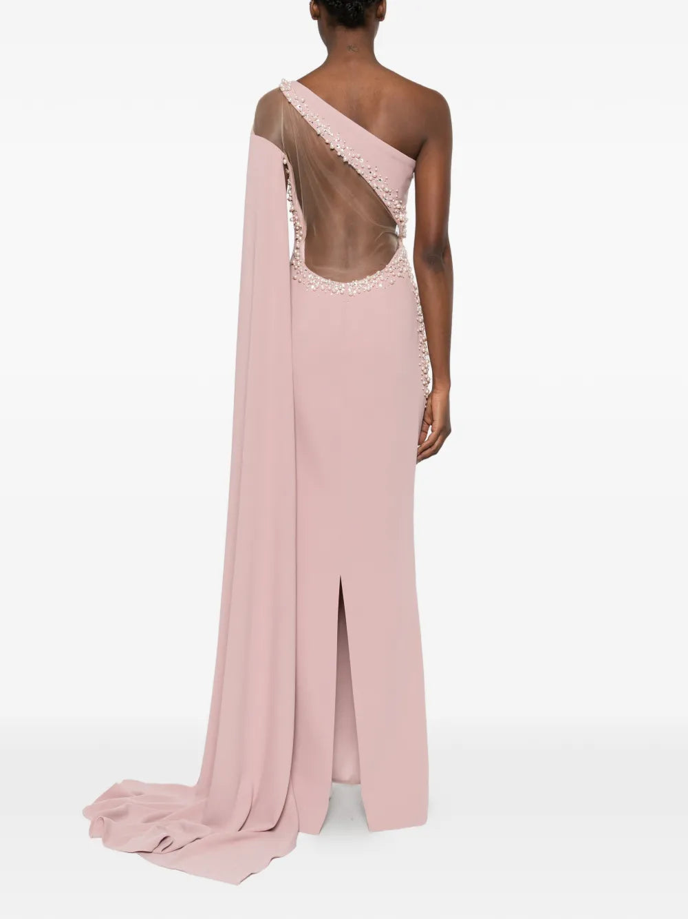 Jean Louis Sabaji Embellished One Shoulder Maxi Dress