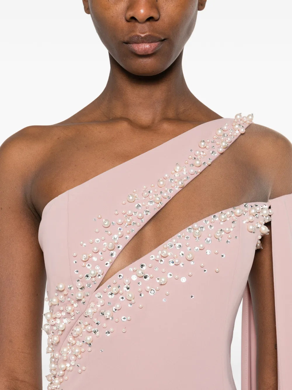 Jean Louis Sabaji Embellished One Shoulder Maxi Dress