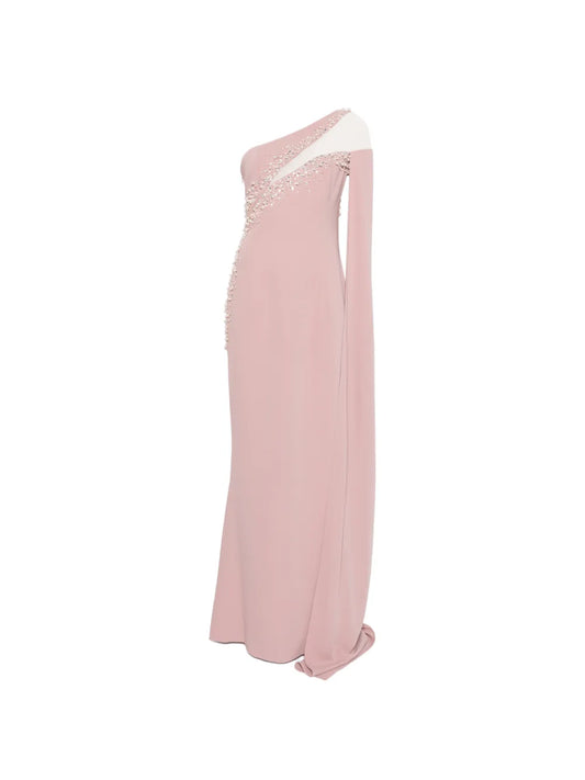 Jean Louis Sabaji Embellished One Shoulder Maxi Dress