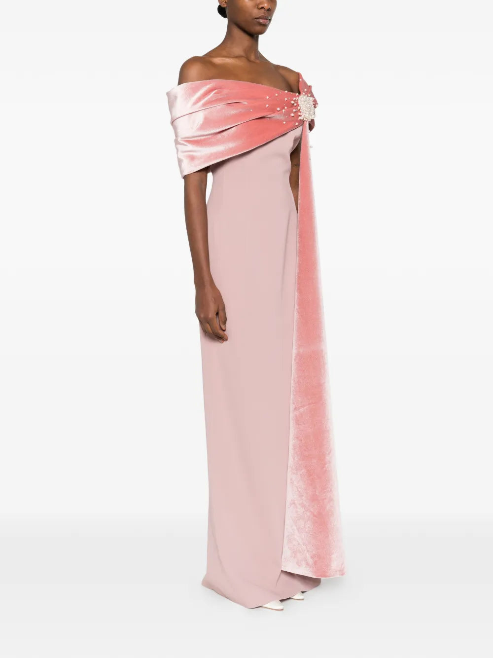 Jean Louis Sabaji Embellished Draped Maxi Dress