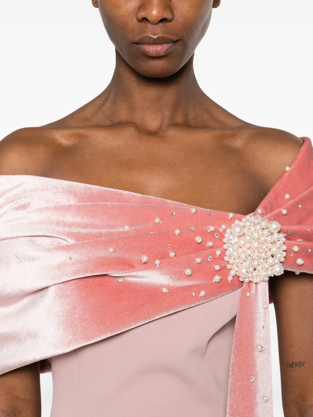 Jean Louis Sabaji Embellished Draped Maxi Dress