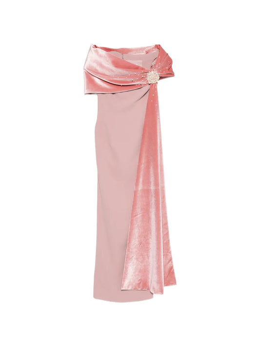 Jean Louis Sabaji Embellished Draped Maxi Dress