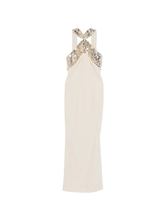 Jean Louis Sabaji Embellished Halter Dress
