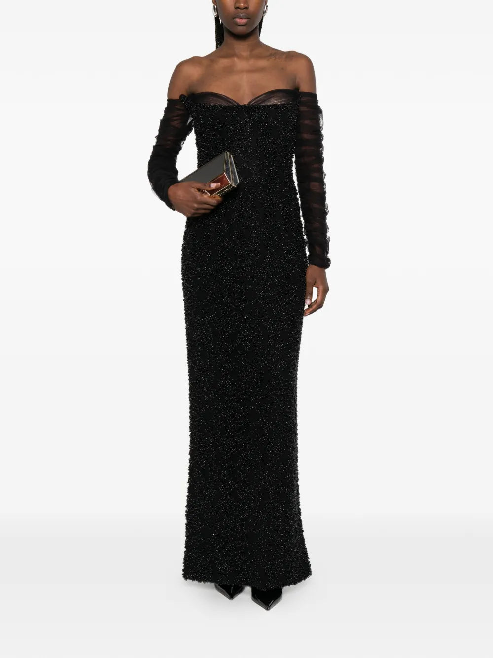 Jean Louis Sabaji Ruffled Beaded Maxi Dress