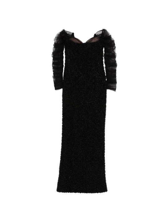 Jean Louis Sabaji Ruffled Beaded Maxi Dress