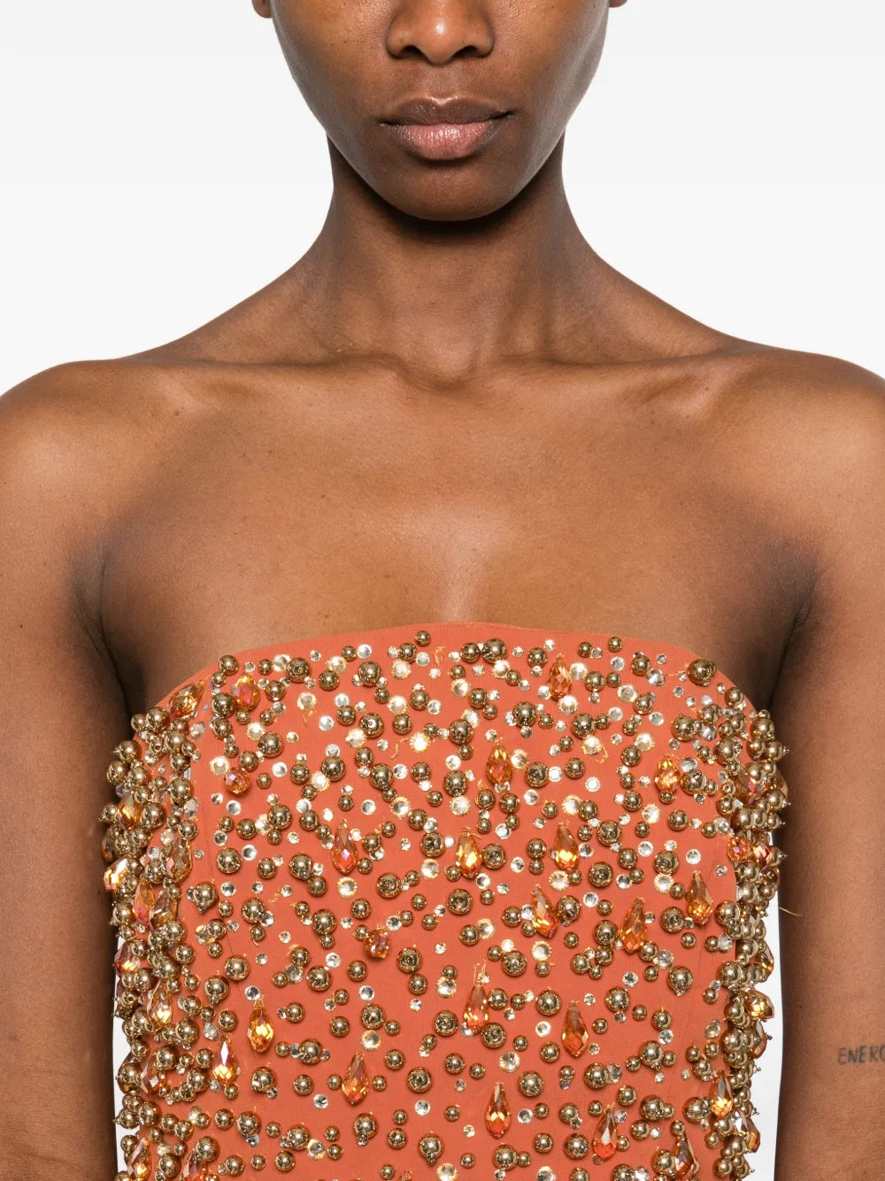 Jean Louis Sabaji Embellished Strapless Maxi Dress