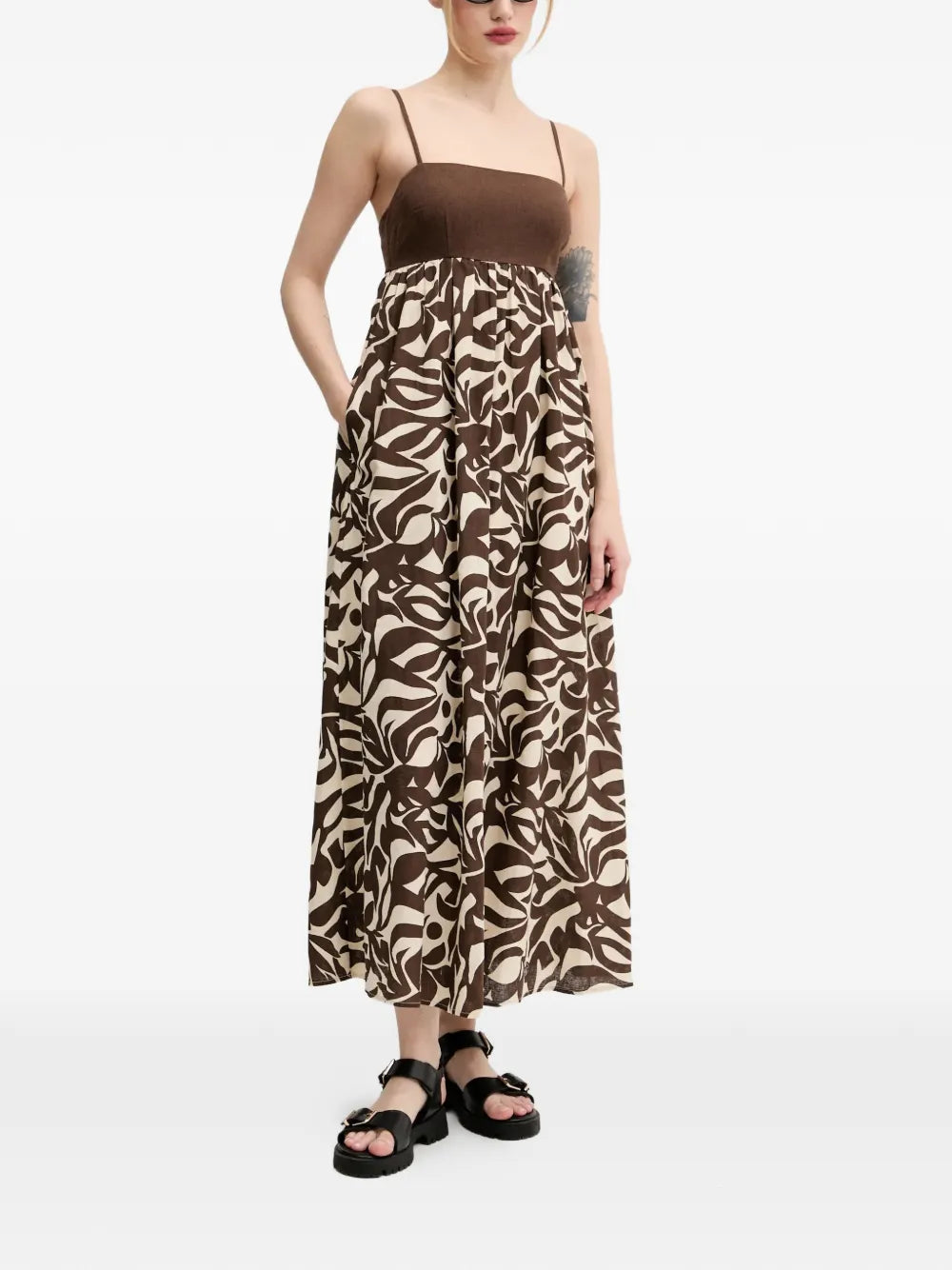 Abercrombie Fitch Floral Pattern Sleeveless Midi Dress