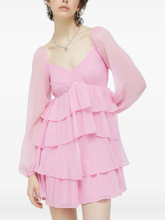 Abercrombie Fitch Ruffled V Neck Mini Dress