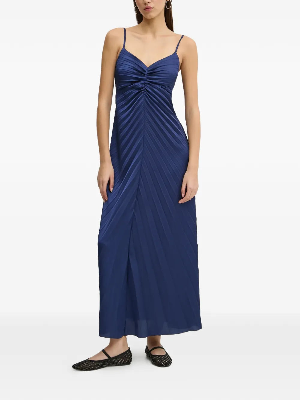 Abercrombie Fitch Pleated V Neck Midi Dress