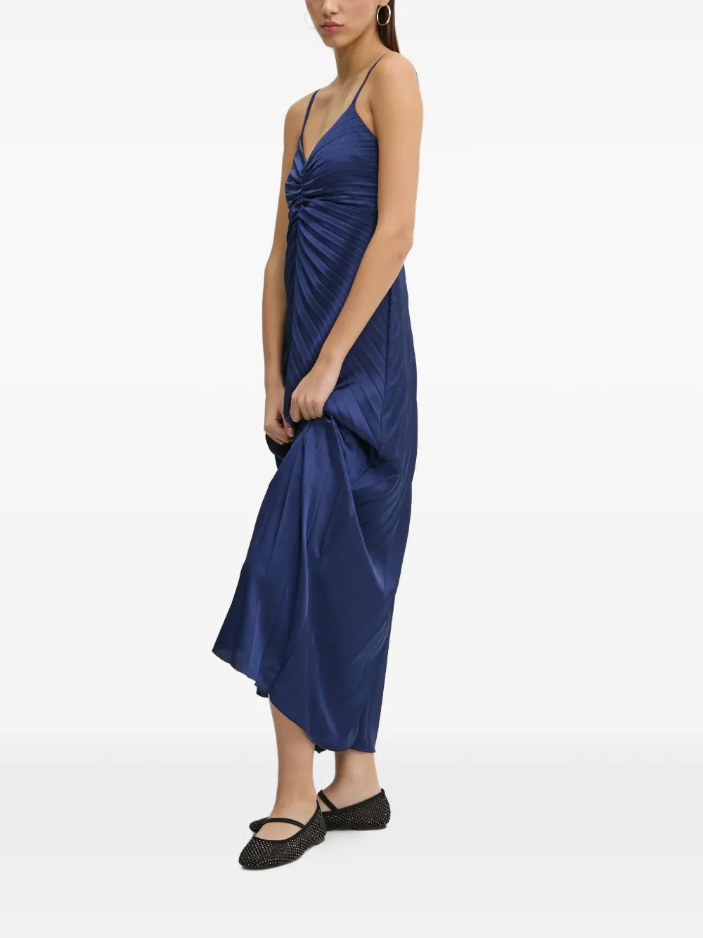 Abercrombie Fitch Pleated V Neck Midi Dress