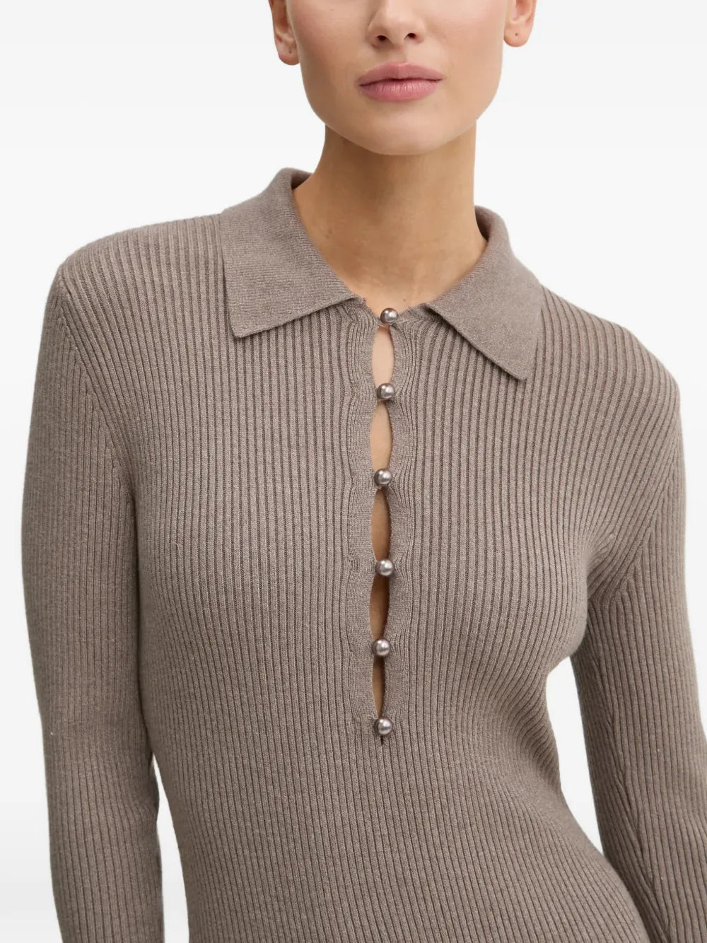 Abercrombie Fitch Ribbed Buttoned Midi Dress