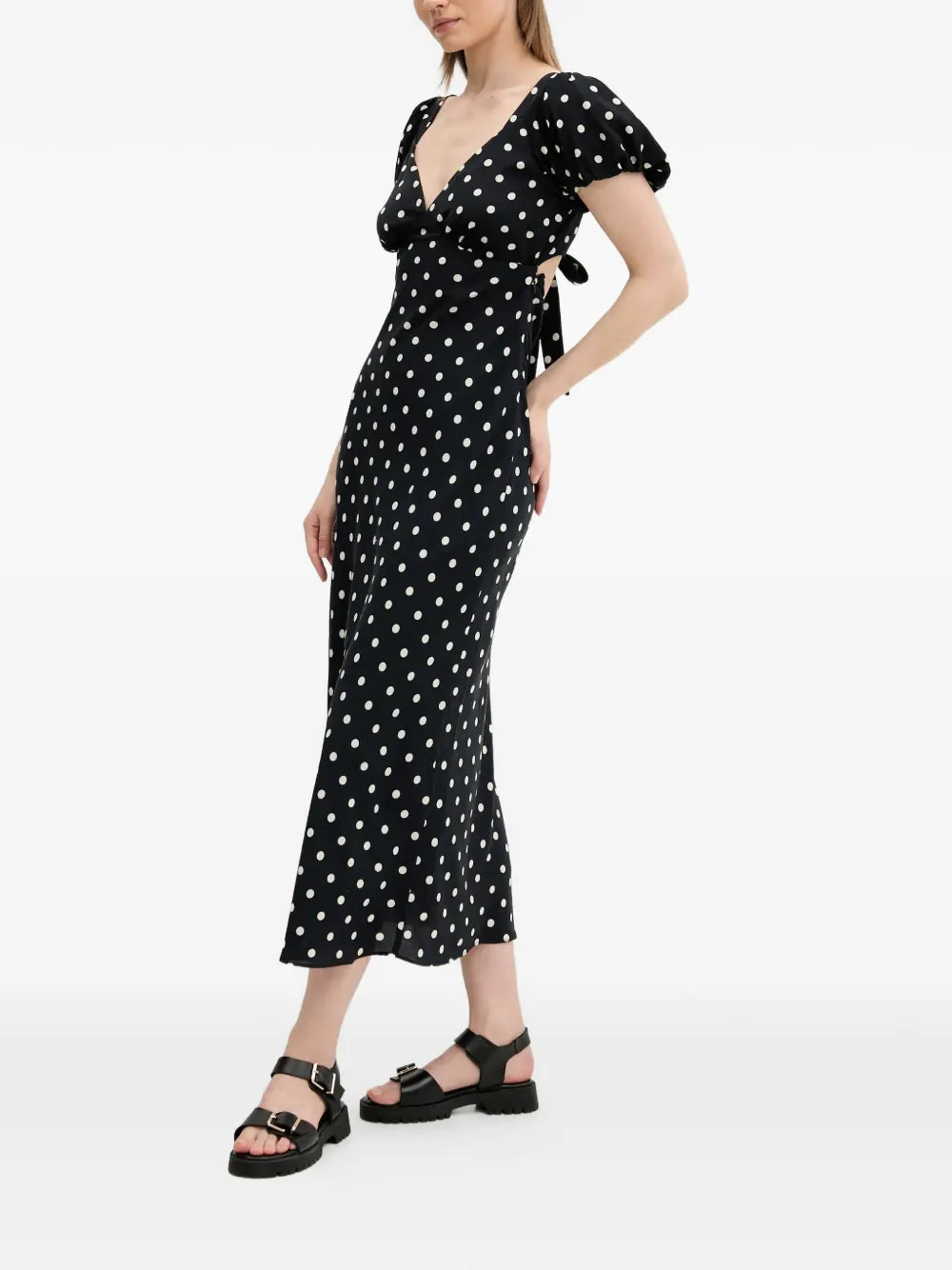 Abercrombie Fitch Polka Dot Tie Midi Dress